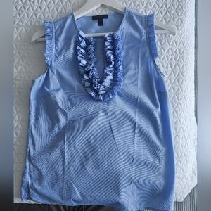 J. Crew Sky Blue Ruffle-Front Sleeveless Camisole